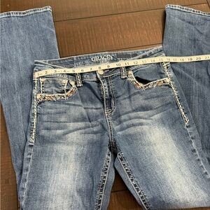 Grace Blue Boot Cut Jeans with Vintage Wash